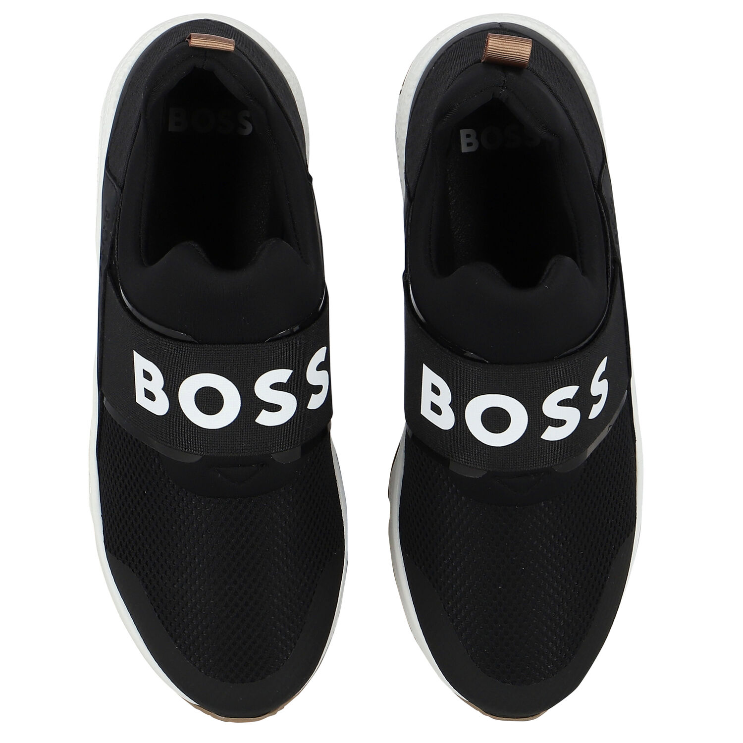 Boys Black Logo Trainers, 1, hi-res